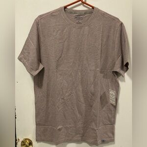Flag & Anthem Men's Coral Horizontal Grey Striped Short Sleeve T-Shirt Medium